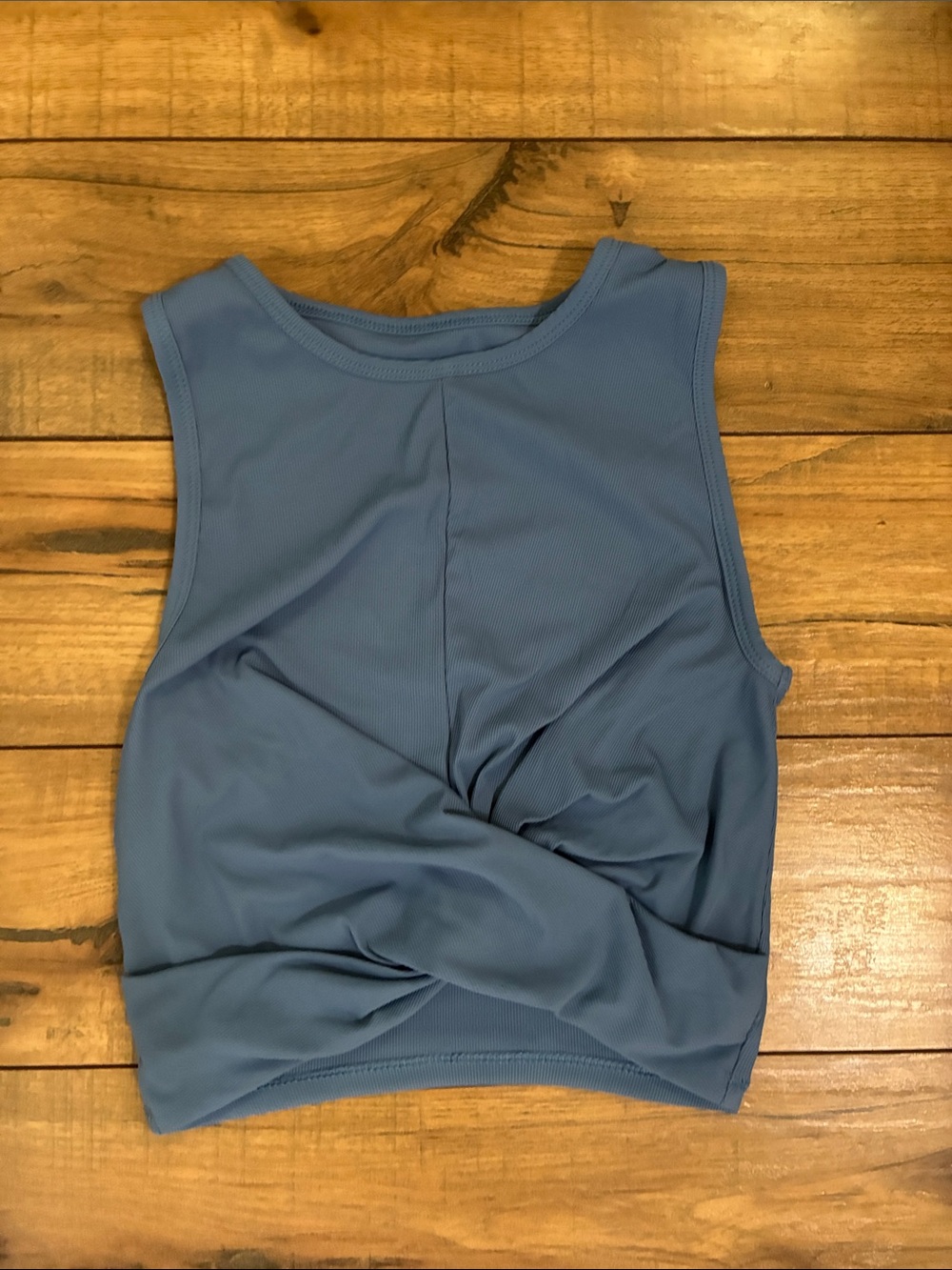 Honeycut Dance Women's Twist-Front Sleeveless Crop Top - Dusty Blue